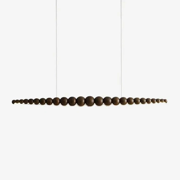 Modern Wooden Bead LED Linear Pendant Lights with Remote Control for Kitchen Island, Dining Room, Living Room, and Office Walnut Norenza