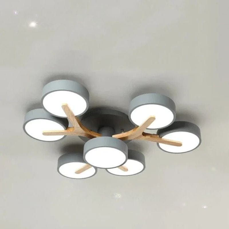 Modern Wooden Ceiling Light Fixture - Elegant Interior Design Gray Norenza