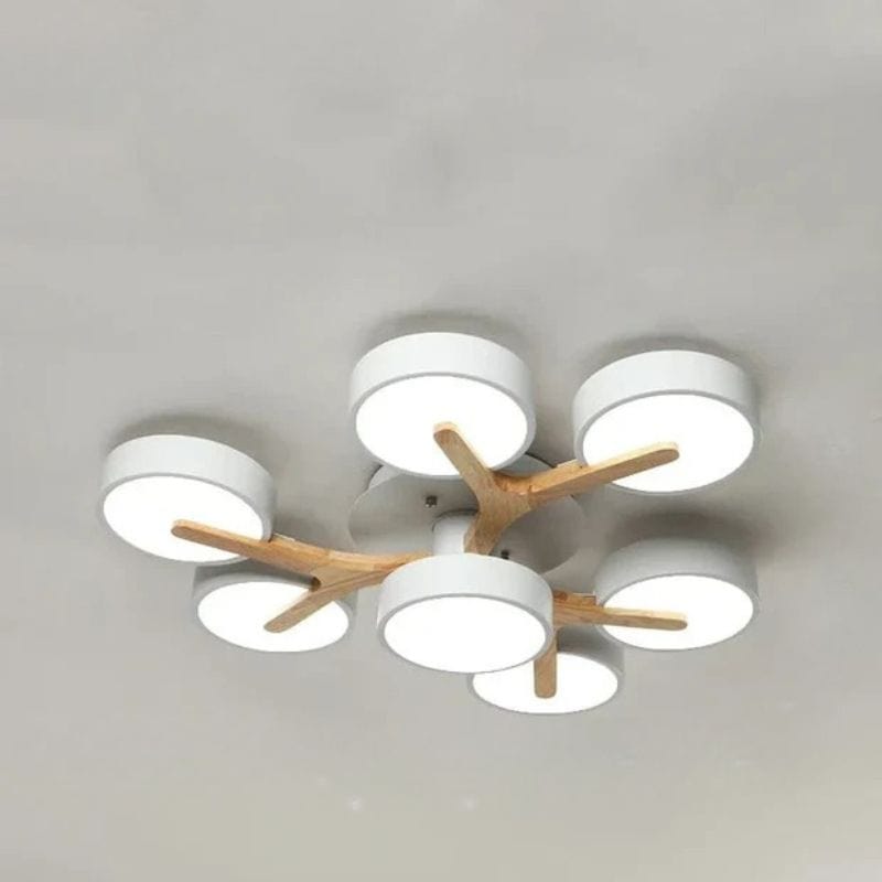 Modern Wooden Ceiling Light Fixture - Elegant Interior Design White Norenza