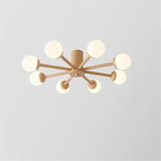 Modern Wooden Ceiling Light with Glass Ball Shade 8 lights Norenza