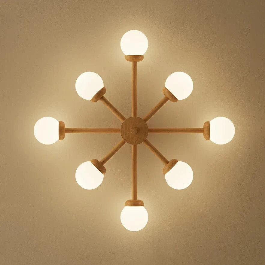 Modern Wooden Ceiling Light with Glass Ball Shade Norenza