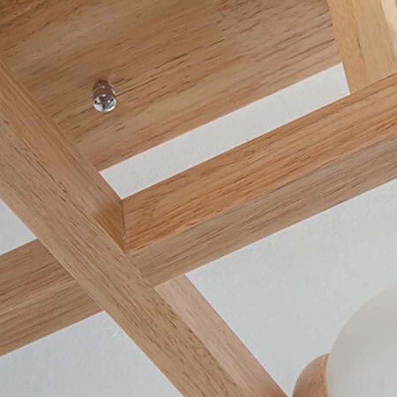 Modern Wooden Ceiling Light with Glass Shade for Living Room Norenza