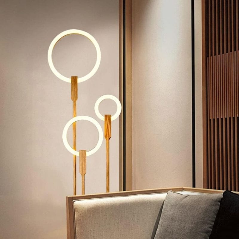 Modern Wooden LED Floor Lamp with Ring Design Norenza