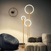 Modern Wooden LED Floor Lamp with Ring Design Norenza