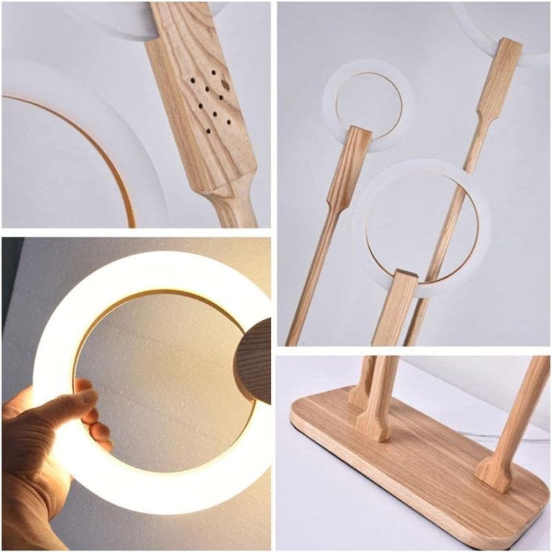 Modern Wooden LED Floor Lamp with Ring Design Norenza