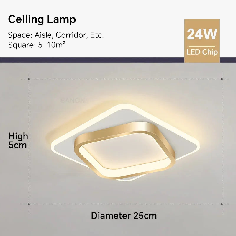 Modern LED Indoor Ceiling Light for Hallways, Stairs, and More