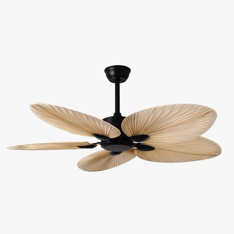 Natural Palm Leaf Ceiling Fan with Remote Control Black Norenza