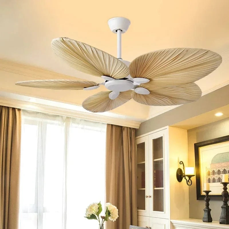 Natural Palm Leaf Ceiling Fan with Remote Control Norenza