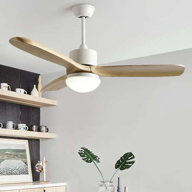 Nordic Ceiling Fan with Remote Light in Wood and Metal Norenza