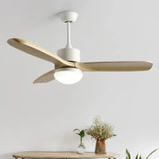 Nordic Ceiling Fan with Remote Light in Wood and Metal Norenza