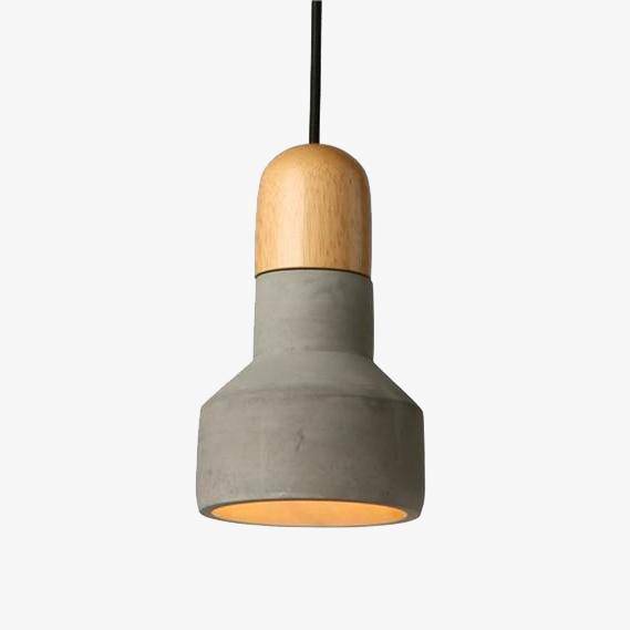 Nordic Cement and Wood LED Pendant Light Gray Norenza