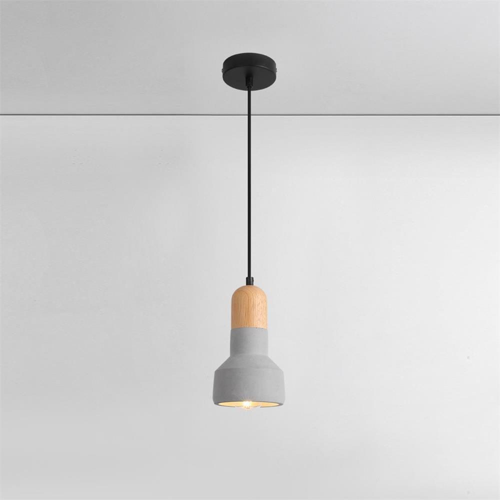 Nordic Cement and Wood LED Pendant Light Gray Norenza