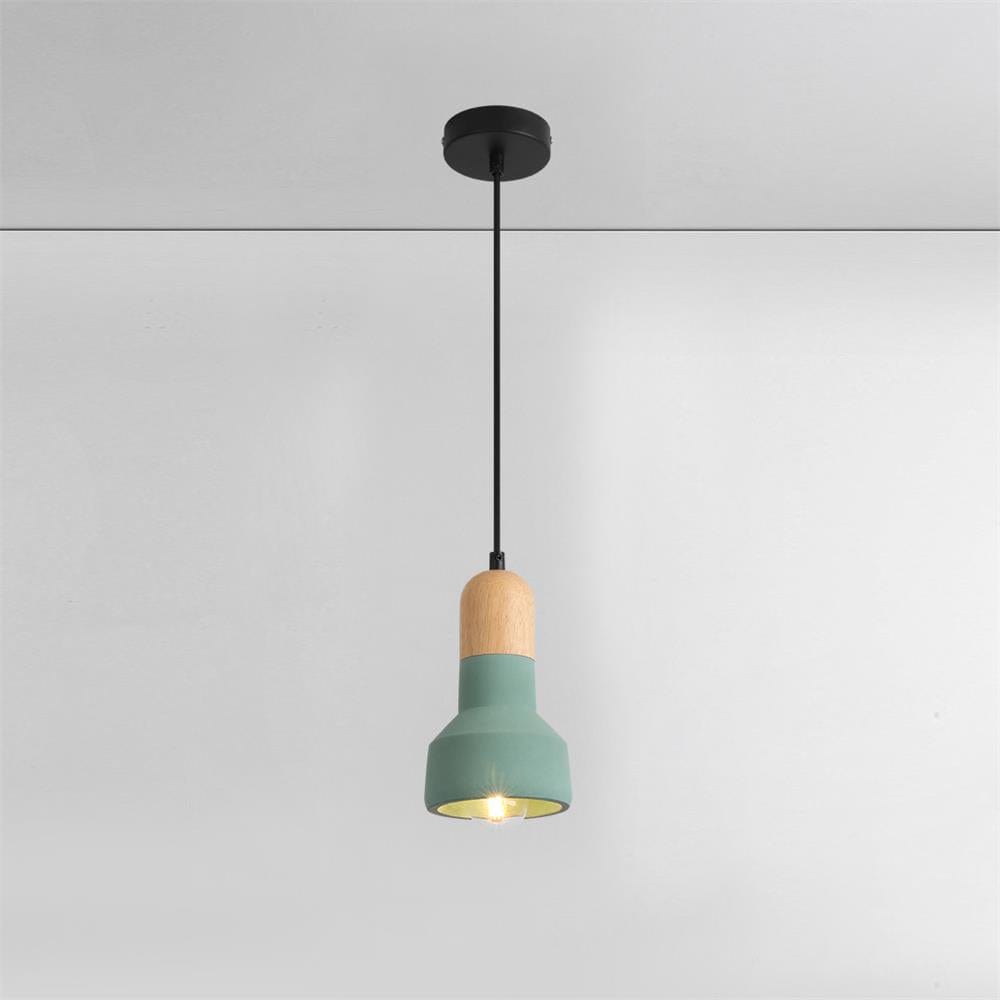 Nordic Cement and Wood LED Pendant Light Green Norenza