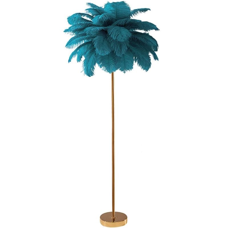 Nordic Decorative Floor Lamp with Ostrich Feathers and LED Lighting Blue Norenza