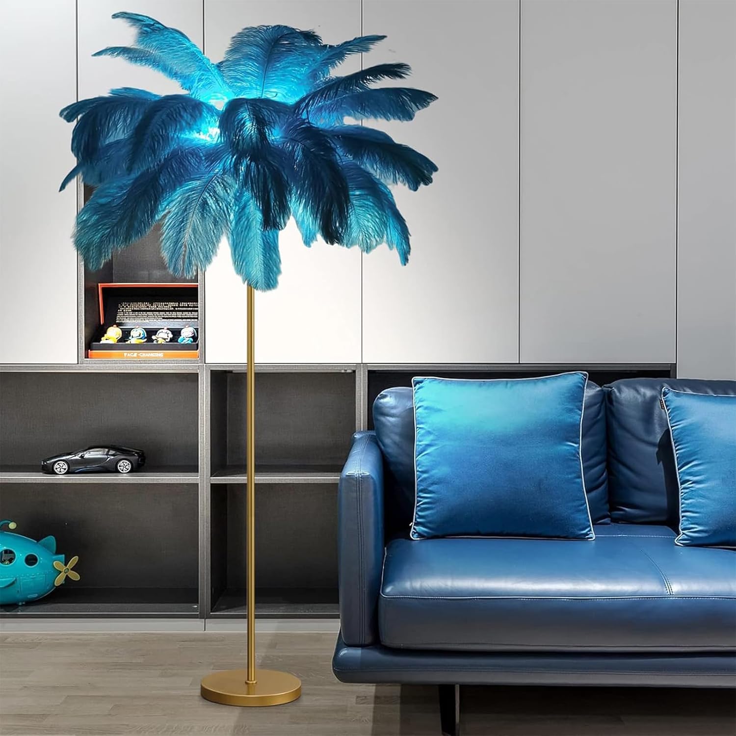 Nordic Decorative Floor Lamp with Ostrich Feathers and LED Lighting Norenza