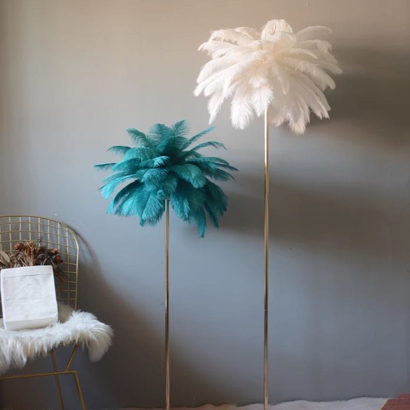 Nordic Decorative Floor Lamp with Ostrich Feathers and LED Lighting Norenza