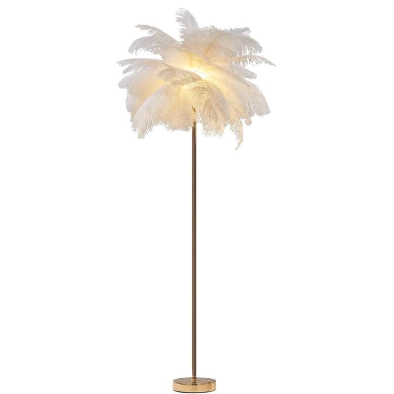 Nordic Decorative Floor Lamp with Ostrich Feathers and LED Lighting White Norenza