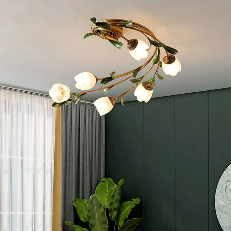 Nordic Floral Glass LED Ceiling Light - Viridiplantae Norenza