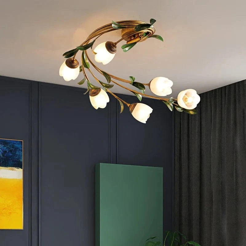 Nordic Floral Glass LED Ceiling Light - Viridiplantae Norenza