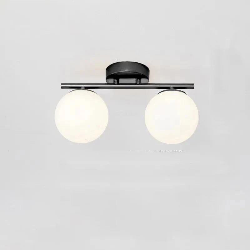 Nordic LED Ceiling Light Fixture - Modern Glass Ball Chandelier for Hallway, Balcony, and Kitchen 2 lights / Black Norenza