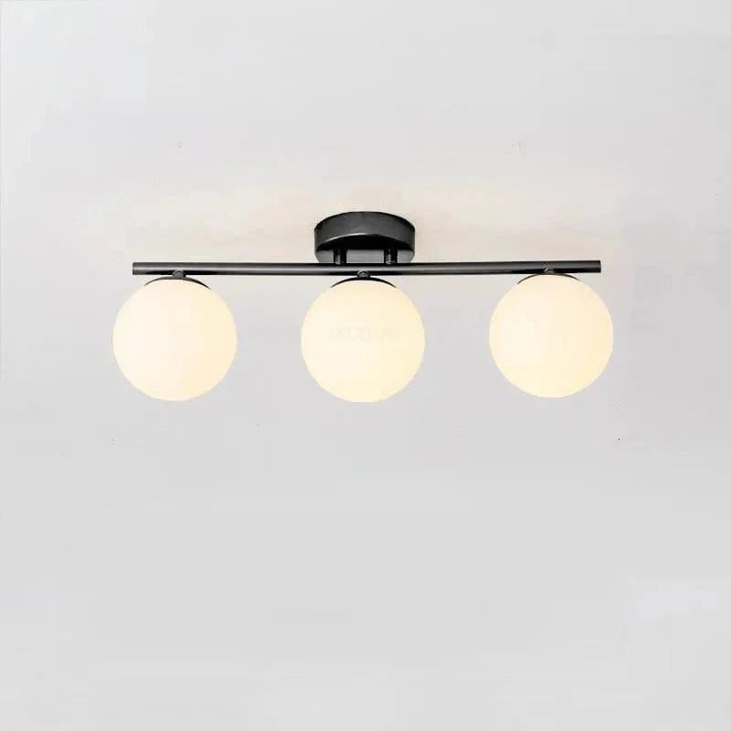 Nordic LED Ceiling Light Fixture - Modern Glass Ball Chandelier for Hallway, Balcony, and Kitchen 3 lights / Black Norenza