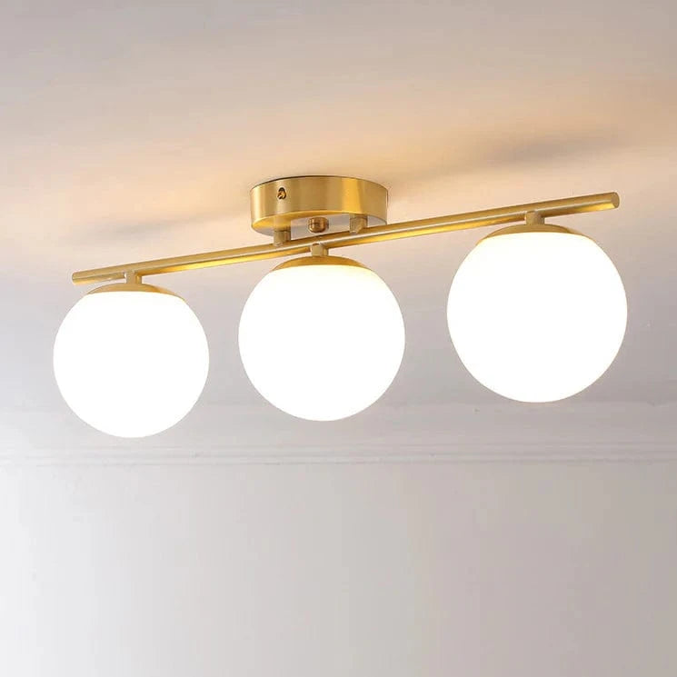Nordic LED Ceiling Light Fixture - Modern Glass Ball Chandelier for Hallway, Balcony, and Kitchen 3 lights / Gold Norenza