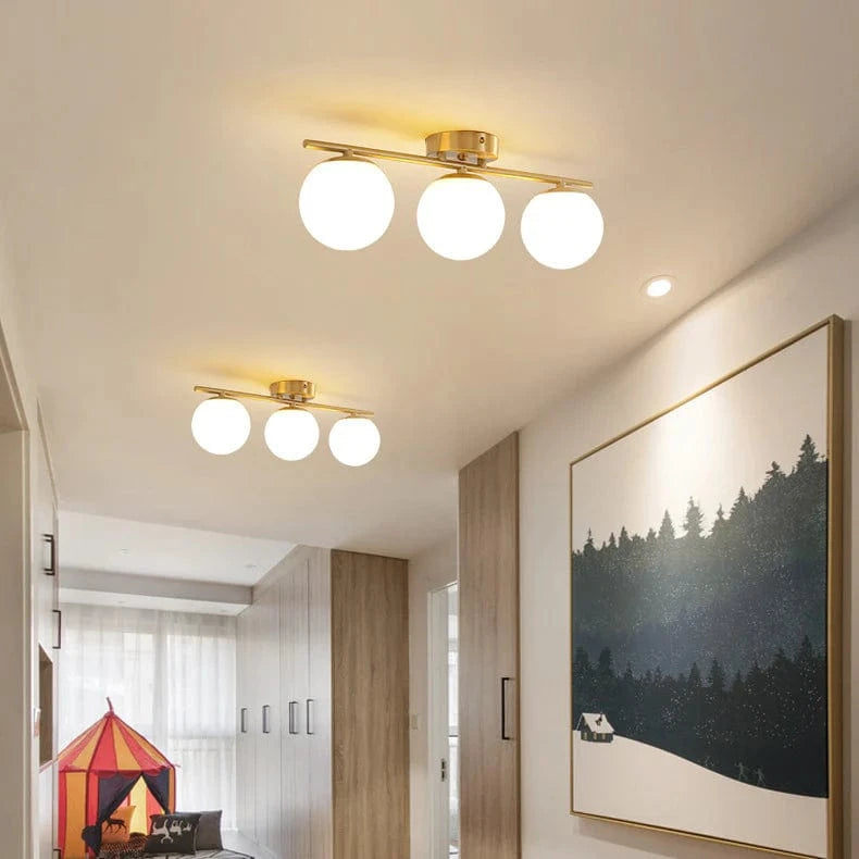 Nordic LED Ceiling Light Fixture - Modern Glass Ball Chandelier for Hallway, Balcony, and Kitchen Norenza