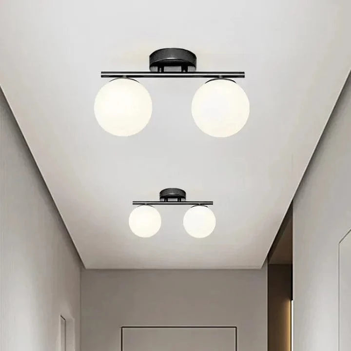 Nordic LED Ceiling Light Fixture - Modern Glass Ball Chandelier for Hallway, Balcony, and Kitchen Norenza