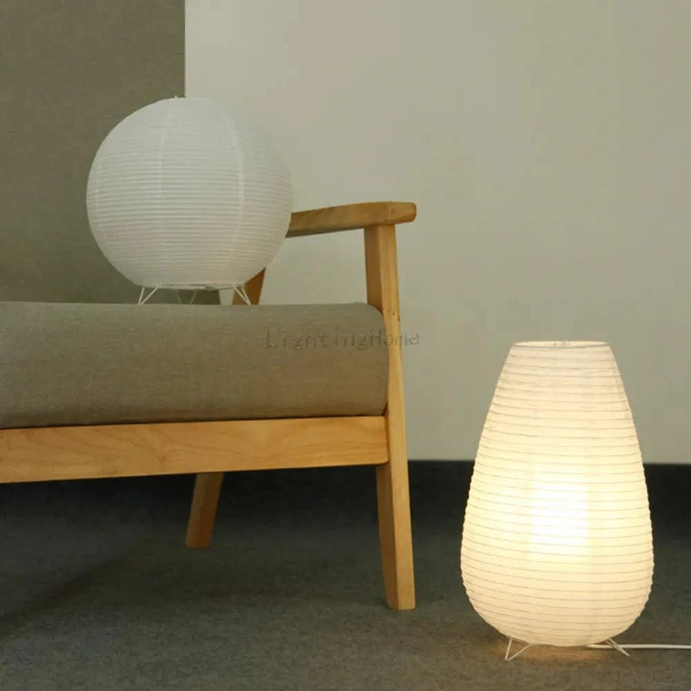 Nordic Paper Lantern Table Lamp - Modern Japanese Style LED Night Light for Living Room, Office, Bedroom Norenza