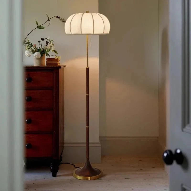 Nordic Retro Fabric Floor Lamp with LED Light Walnut Norenza