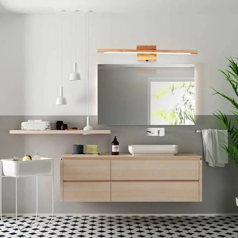 Nordic Solid Wood Wall Sconce for Bathroom Mirror 21.6" Norenza