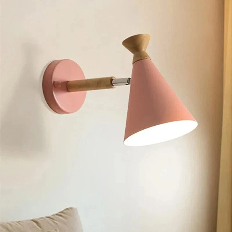 Nordic Solid Wood Wall Sconce Pink Norenza