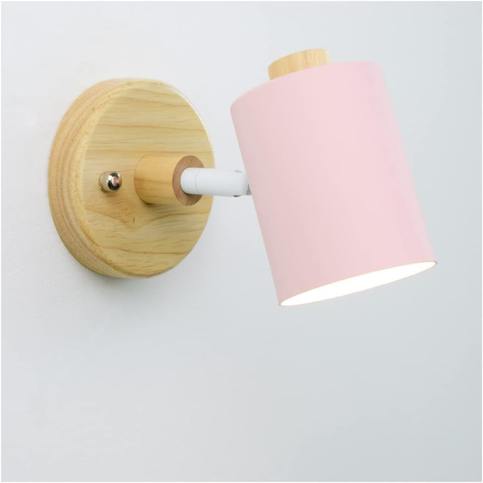 Nordic Wall Sconce Nightstand Lamp with Switch Pink Norenza