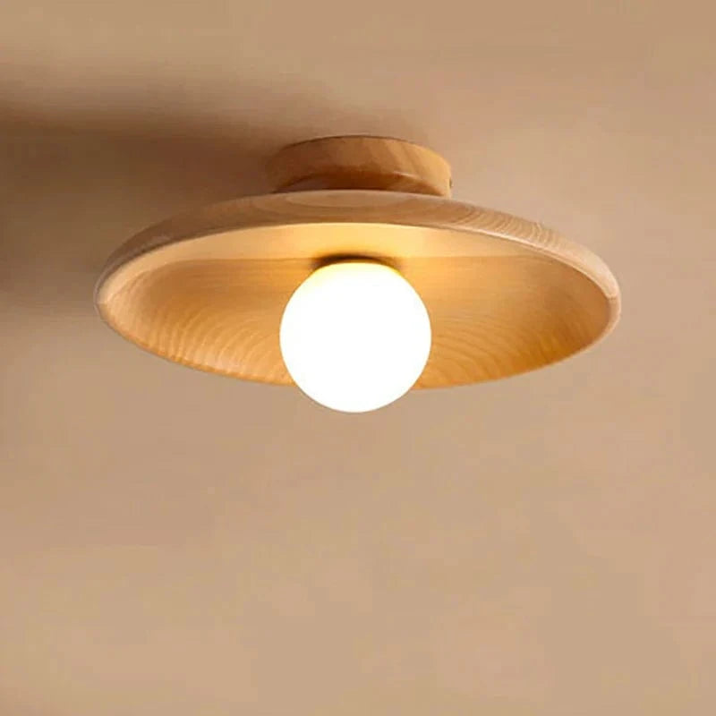 Nordic Wood LED Ceiling Light for Living Room, Bedroom, Dining Room, Hallway, Balcony Natural Wood Norenza