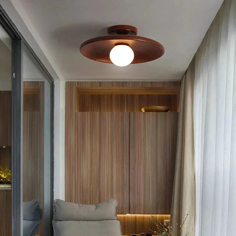 Nordic Wood LED Ceiling Light for Living Room, Bedroom, Dining Room, Hallway, Balcony Walnut Norenza