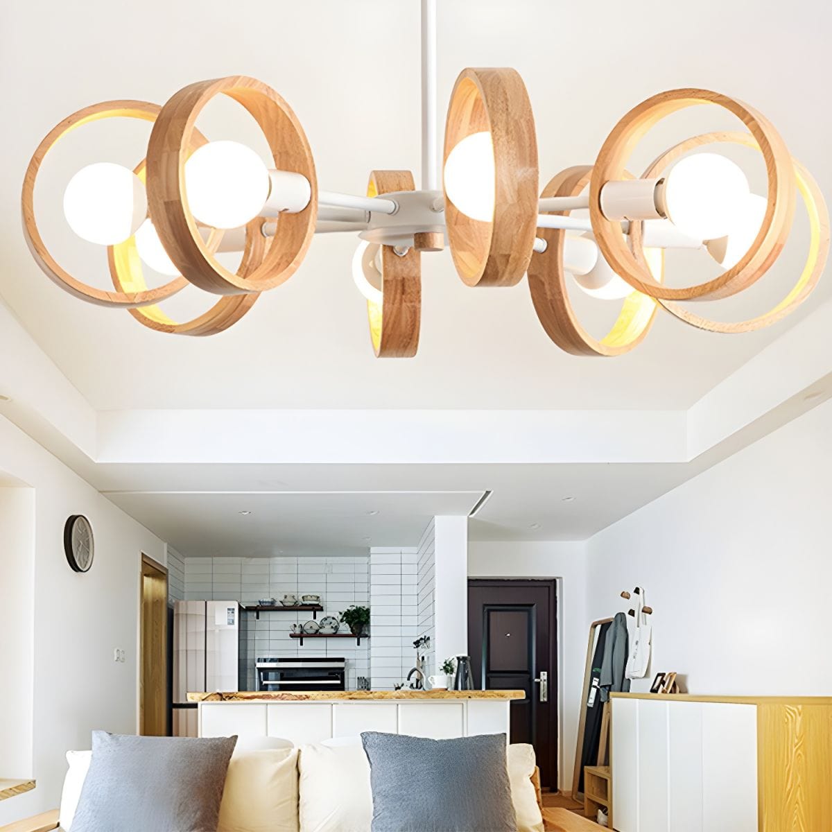 Nordic Wooden Chandelier Lamp for Living Room Norenza