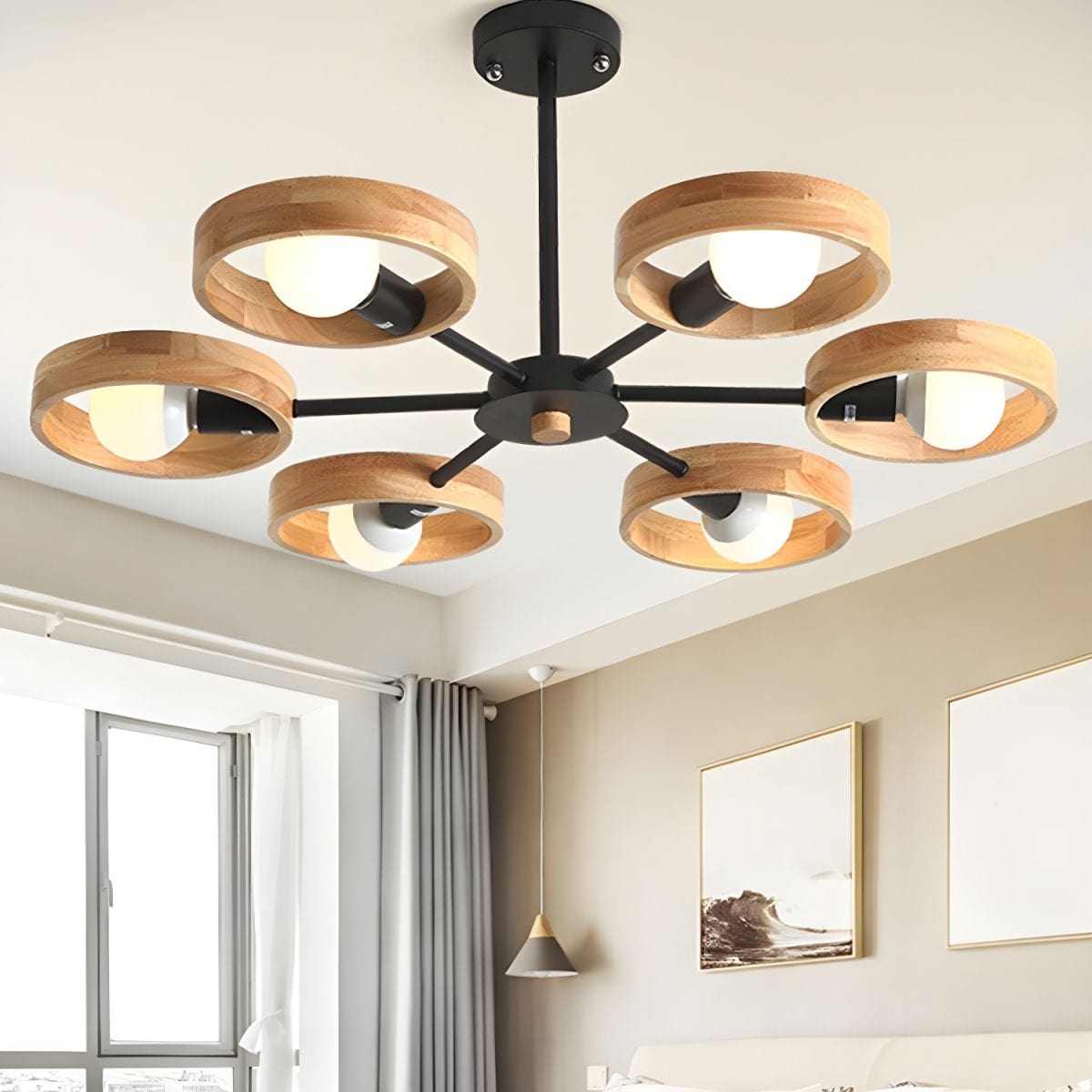 Nordic Wooden Chandelier Lamp for Living Room Norenza