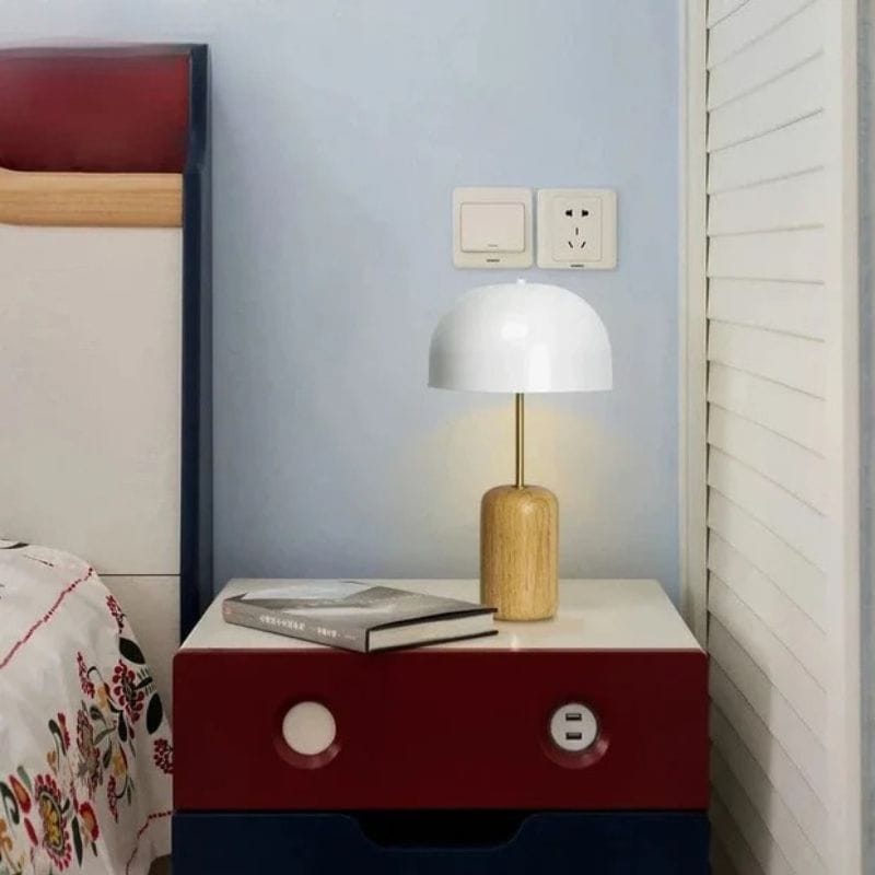 Nordic Wooden Table Lamp – Modern Scandinavian Bedside Light Norenza