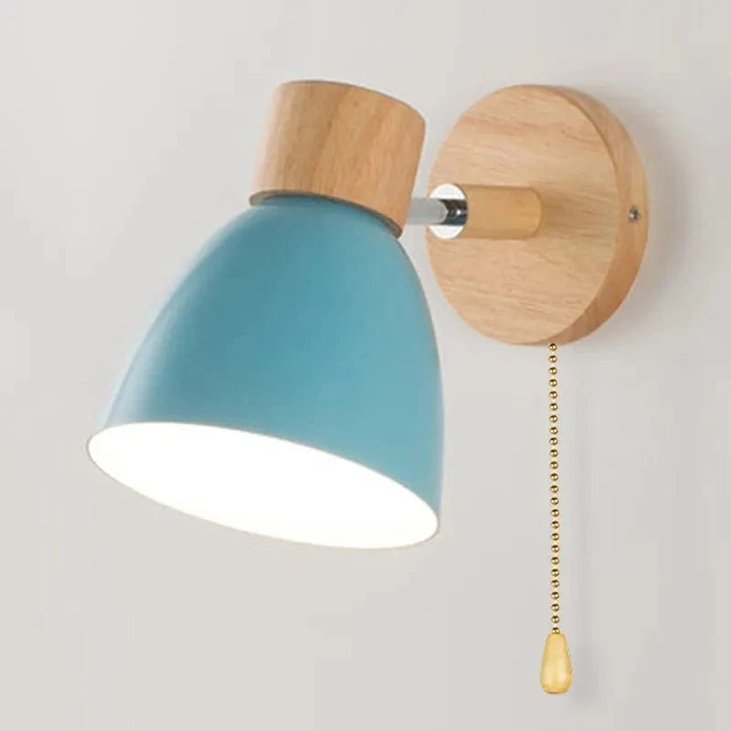 Nordic Wooden Wall Sconce with Switch Blue Norenza