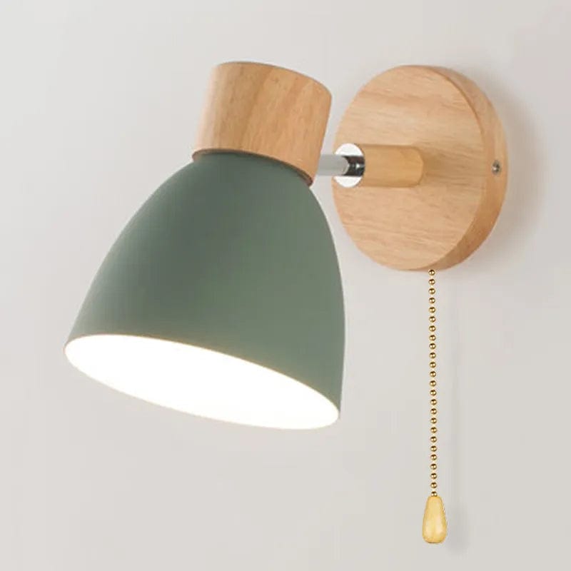 Nordic Wooden Wall Sconce with Switch Green Norenza