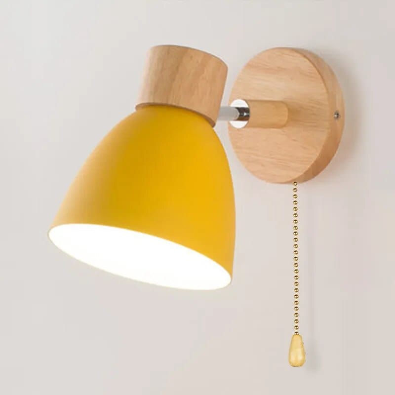 Nordic Wooden Wall Sconce with Switch Yellow Norenza