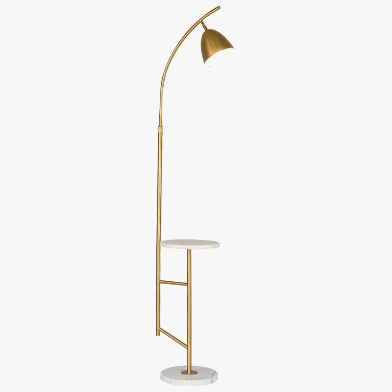 Nordic Design Gold Shelf Floor Lamp for Living Room, Marble Nightstand Light