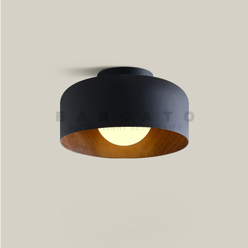 Modern Nordic Walnut Wood Textured LED Ceiling Light for Bedroom, Living Room, Kitchen, Study, Hallway, Balcony - Round G9 Chandelier