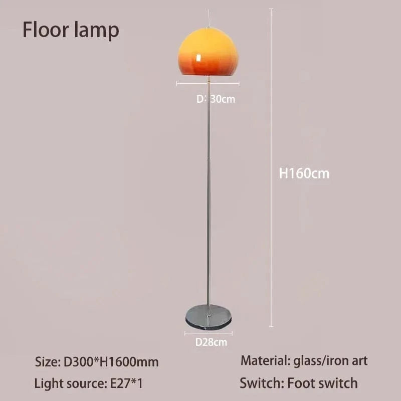 Orange Gradient Glass LED Table Lamp - Bauhaus Mushroom Design for Living Room and Bedroom Ambiance Norenza