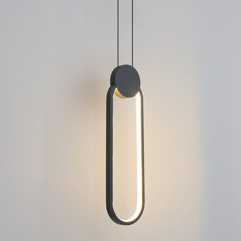 Oryna Geometric Minimalist LED Suspension Light Black / Oval Norenza
