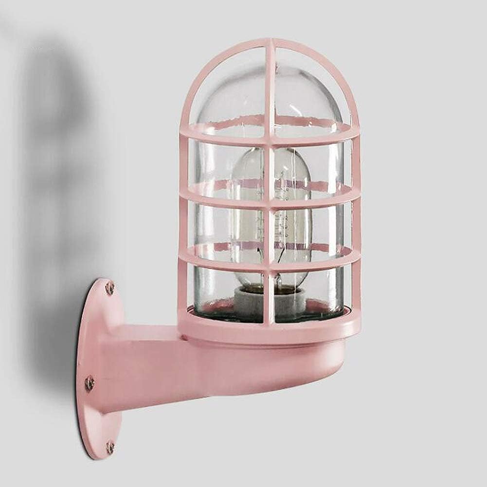 Outdoor LED Colorful Pendant Light with Cylindrical Cages Pink Norenza