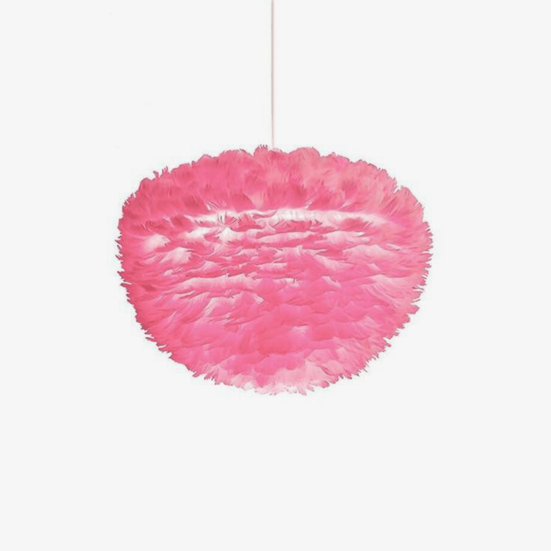 Oval LED Fairy Feather Pendant Light Pink Norenza