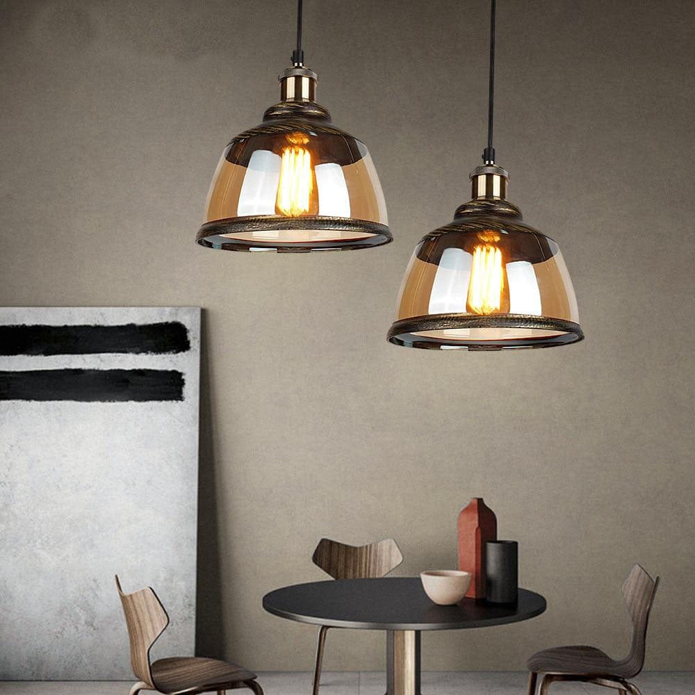Palezzi Vintage LED Suspension Light with Smoke Glass Shade Norenza