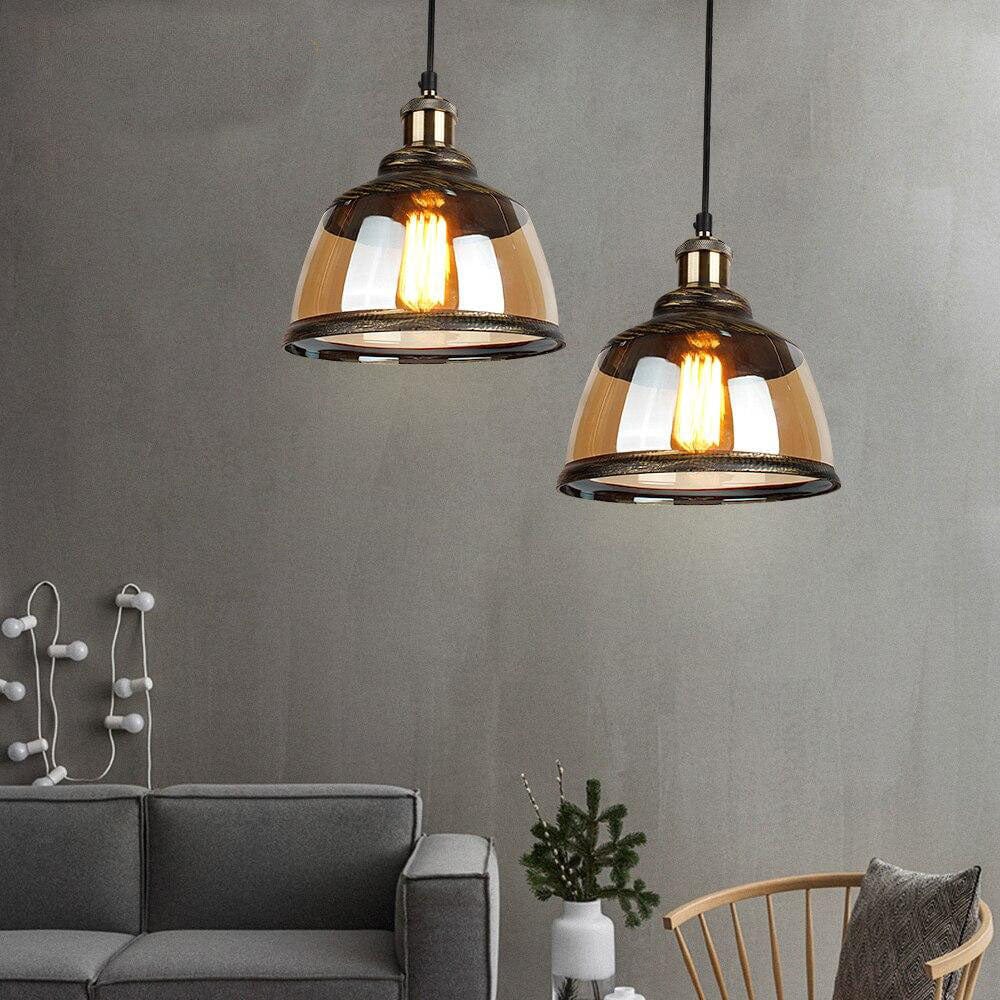 Palezzi Vintage LED Suspension Light with Smoke Glass Shade Norenza