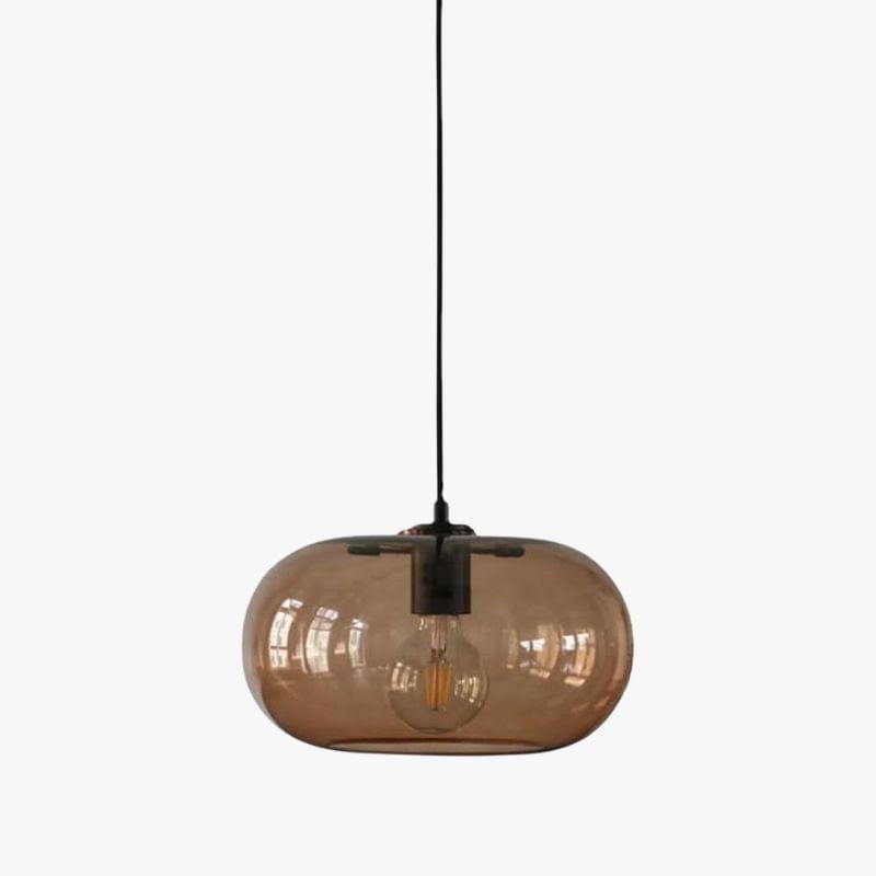 Pannas Round Glass Shade Suspension Light Fixture Brown Norenza